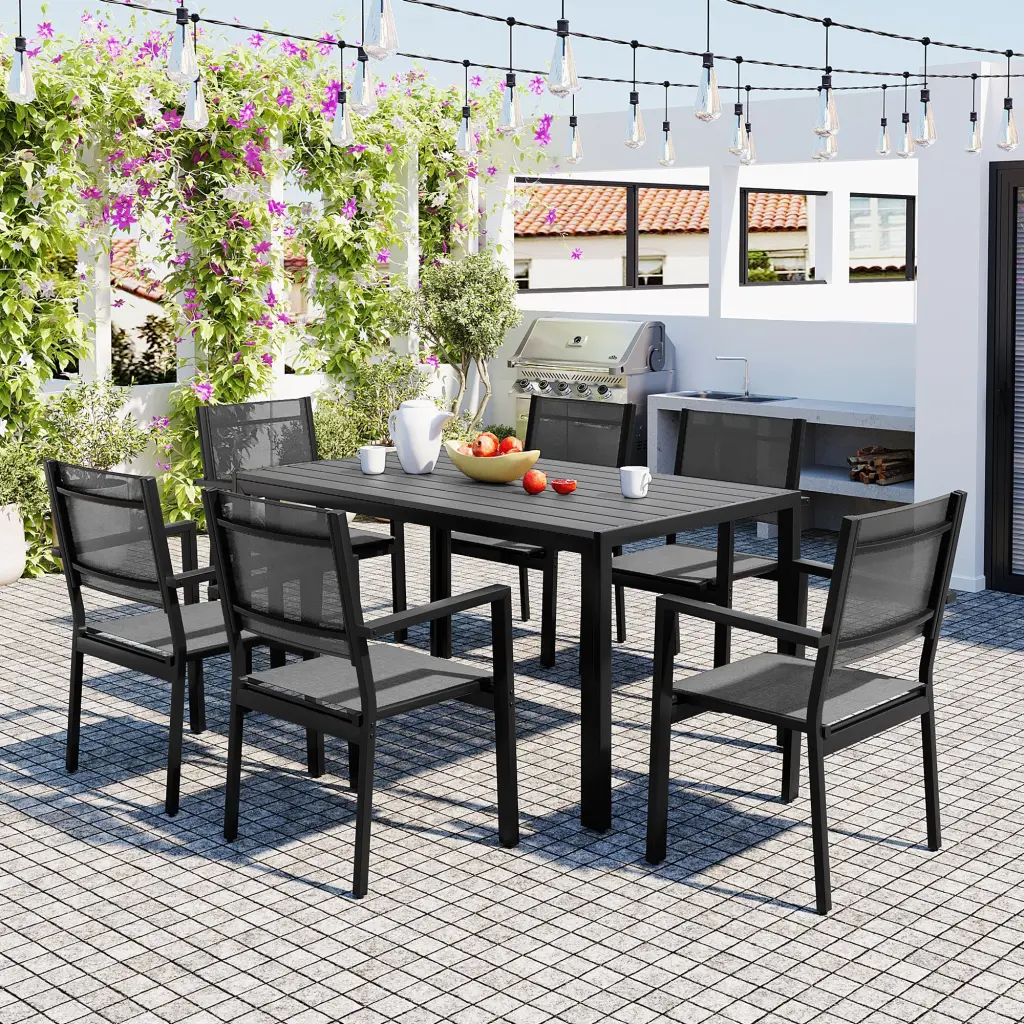 High Standard Steel Outdoor Table And Chair Set Patio And Backyard u_style