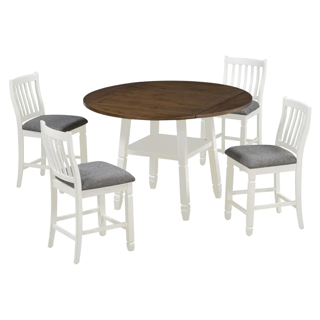 5 Piece Counter Height Dining Table Set 2 Sizes 4 Folding Chairs Space Saving rnb