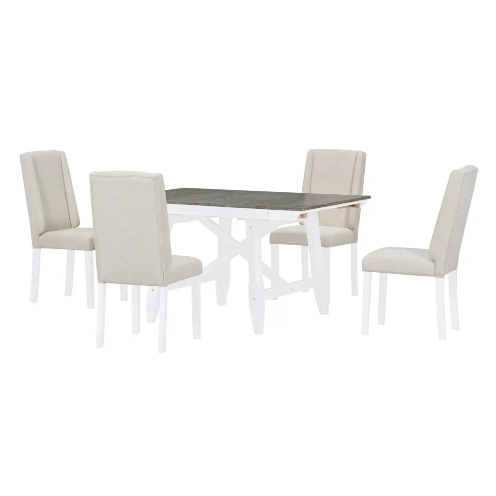 6 Piece Timeless Rectangular Extendable Dining Table Set rnb