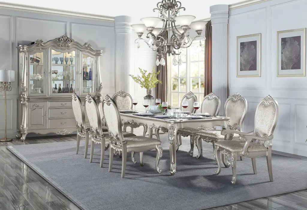 Bently Dining Table Champagne Finish Solid Wood MDF Kitchen Table acme onsite store