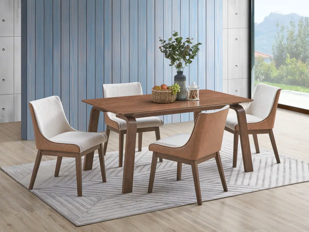 Ginny Dining Table Walnut Finish Wood Modern Kitchen Furniture DN02307 acme onsite store