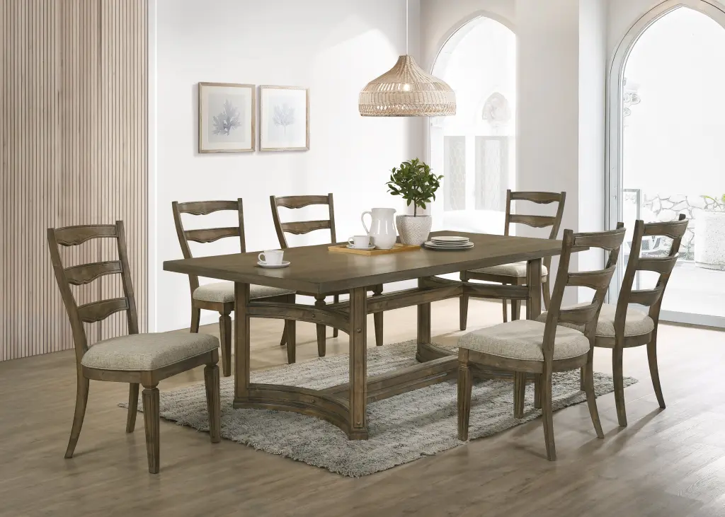 Parfield Dining Table Weathered Oak Finish Dn01807 Oak Wood acme onsite store