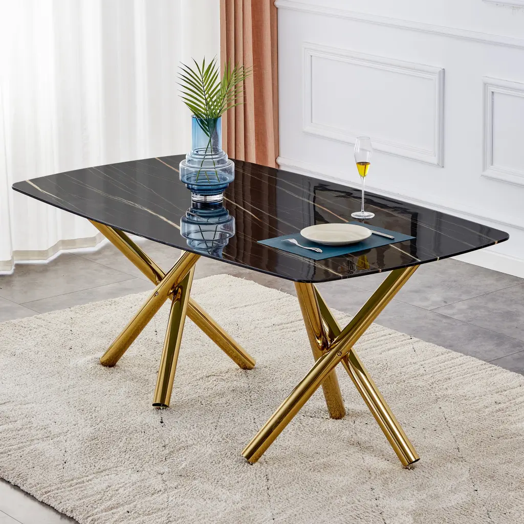 Large Modern Minimalist Rectangular Dining Table 0.39 Imitation Marble droom w-1151