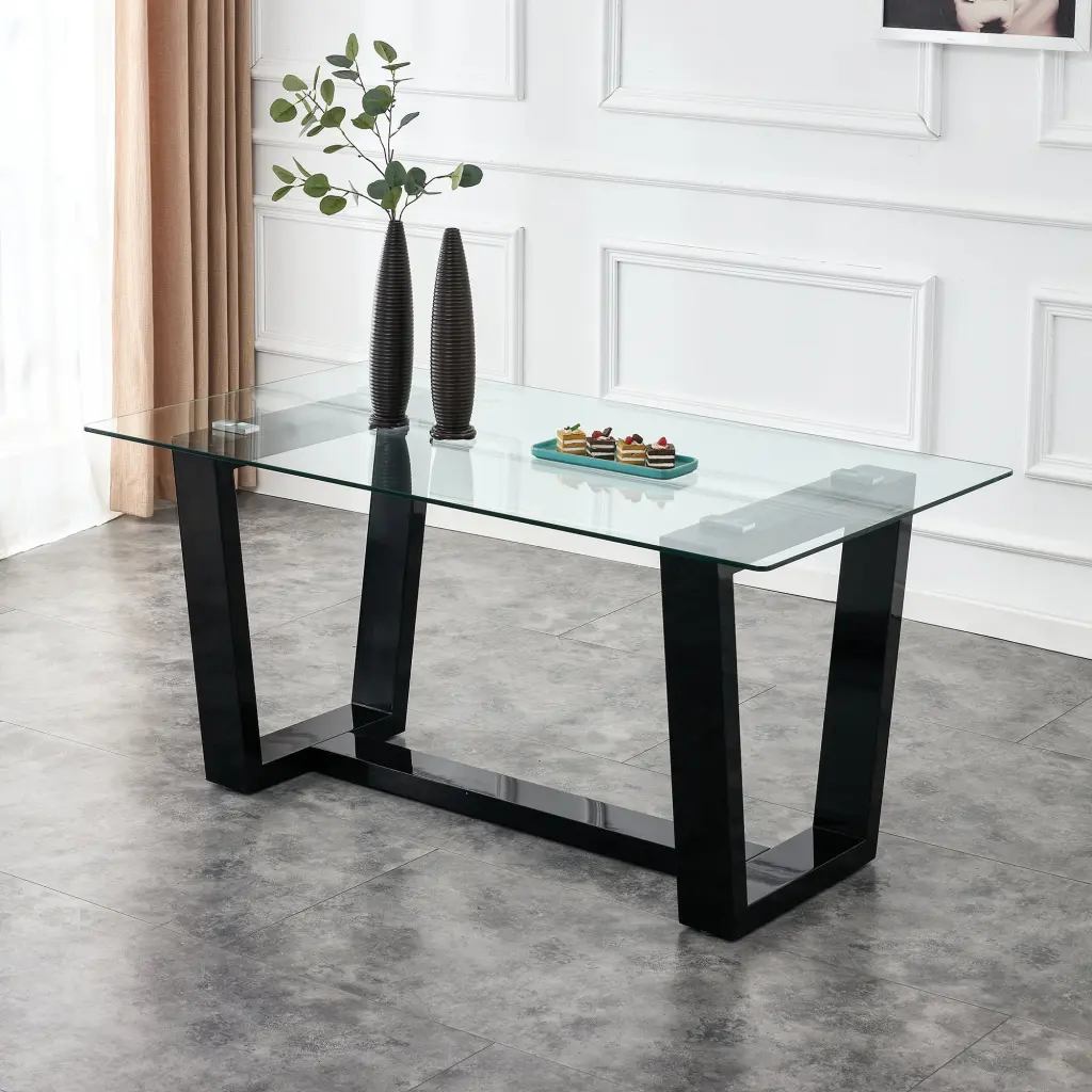Large Modern Minimalist Rectangular Glass Dining Table 6-8 droom w-1151