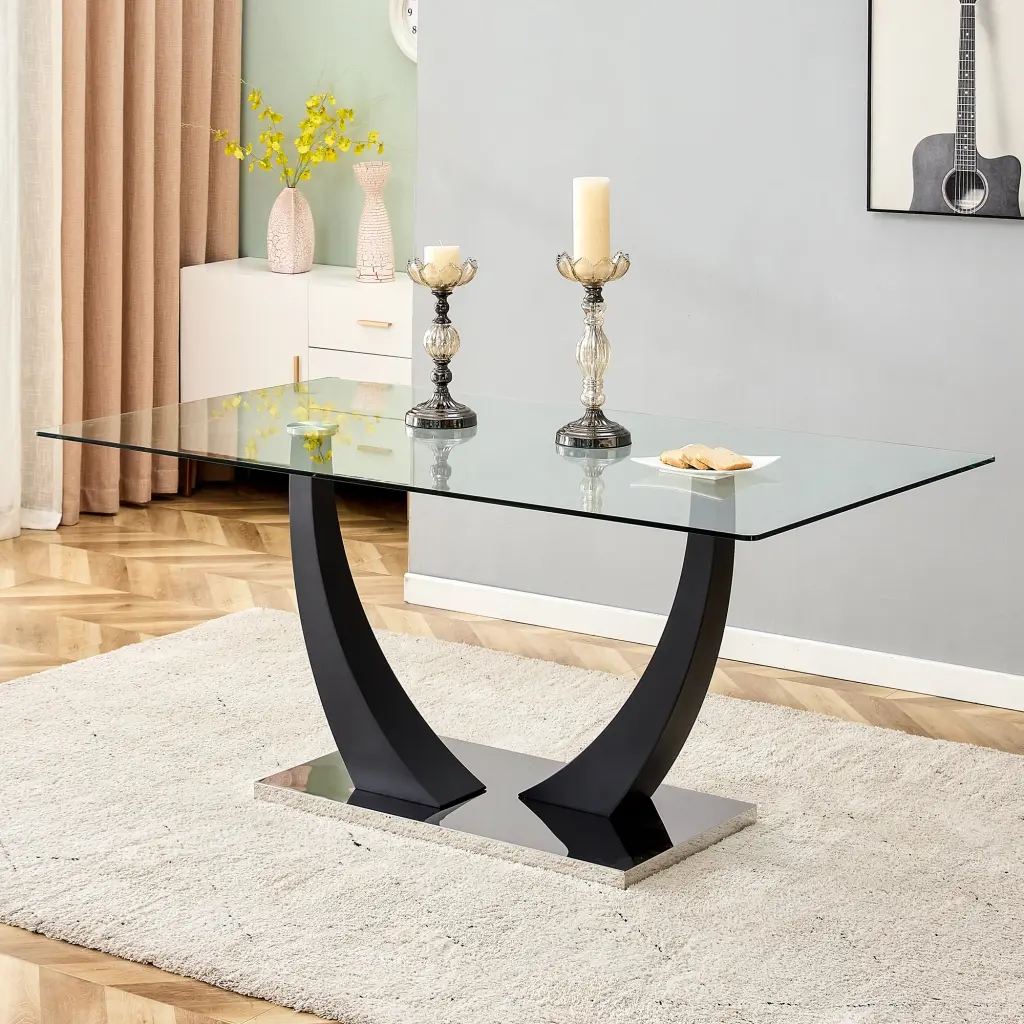 Large Modern Minimalist Rectangular Glass Dining Table 6-8 People droom w-1151