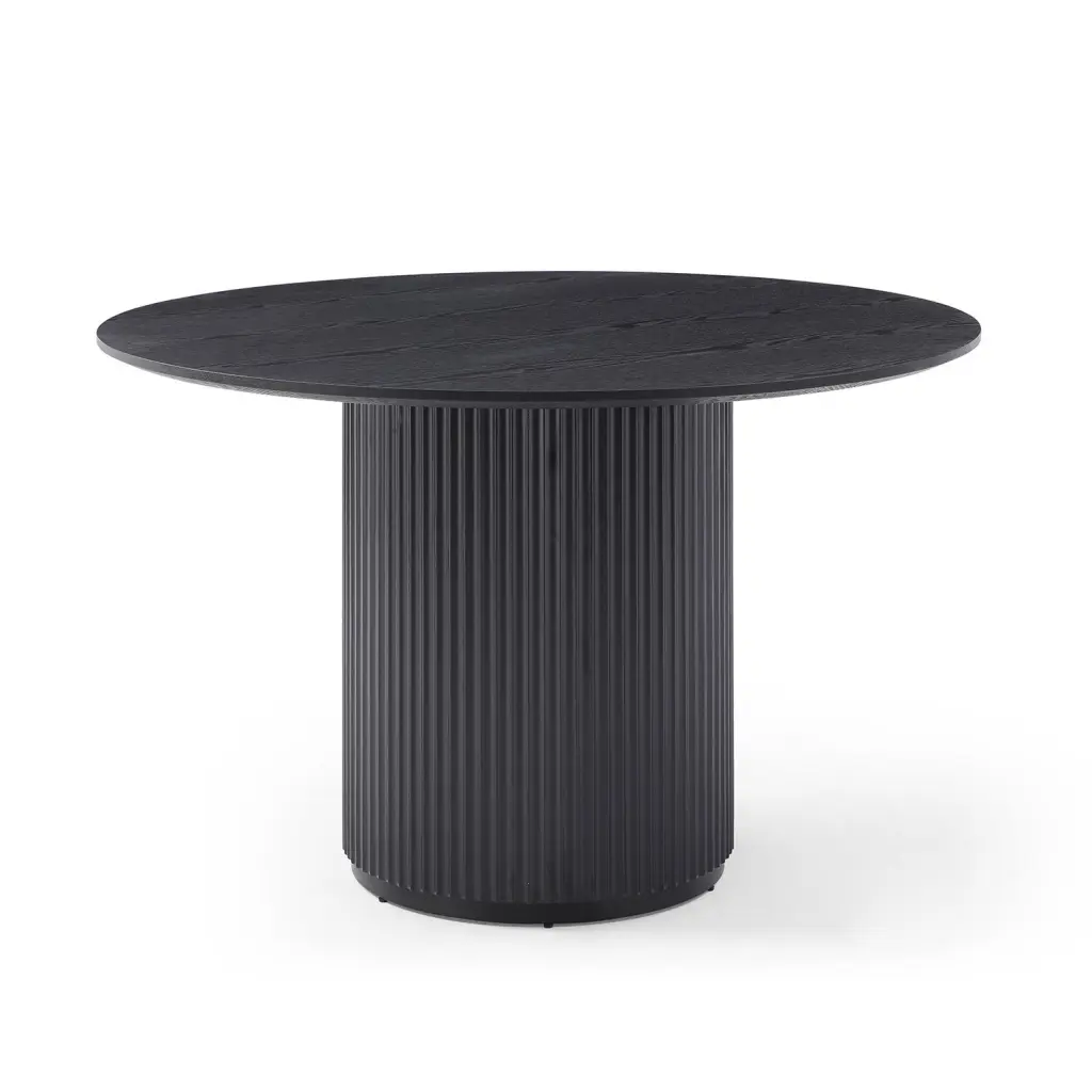 Black Round Dining Table, MDF Handcrafted Pedestal Dining Room Table 4 justone interior