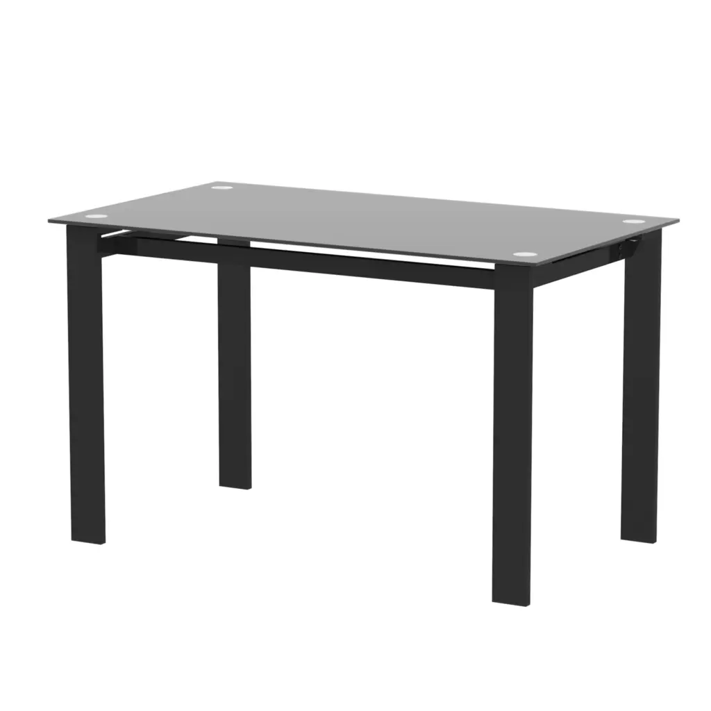 Modern Tempered Glass Black Dining Table Rectangular Metal Base jws-w241