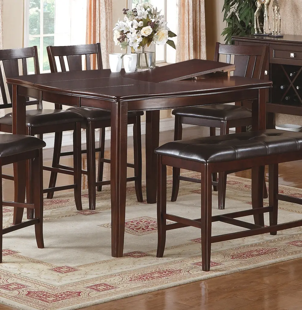Counter Height Dining Table Birch Veneer MDF Top and Rubber Wood Base kanepe