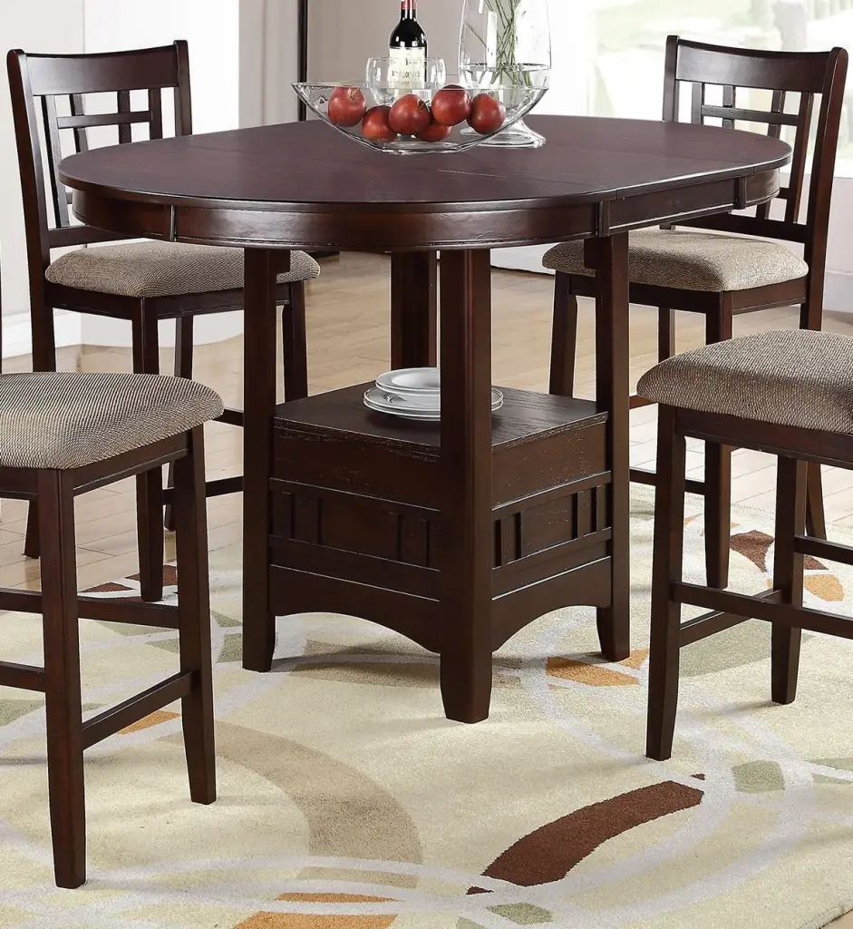 Round Counter Height Dining Table Shelves 1Pc Table Only Modern Kitchen kanepe