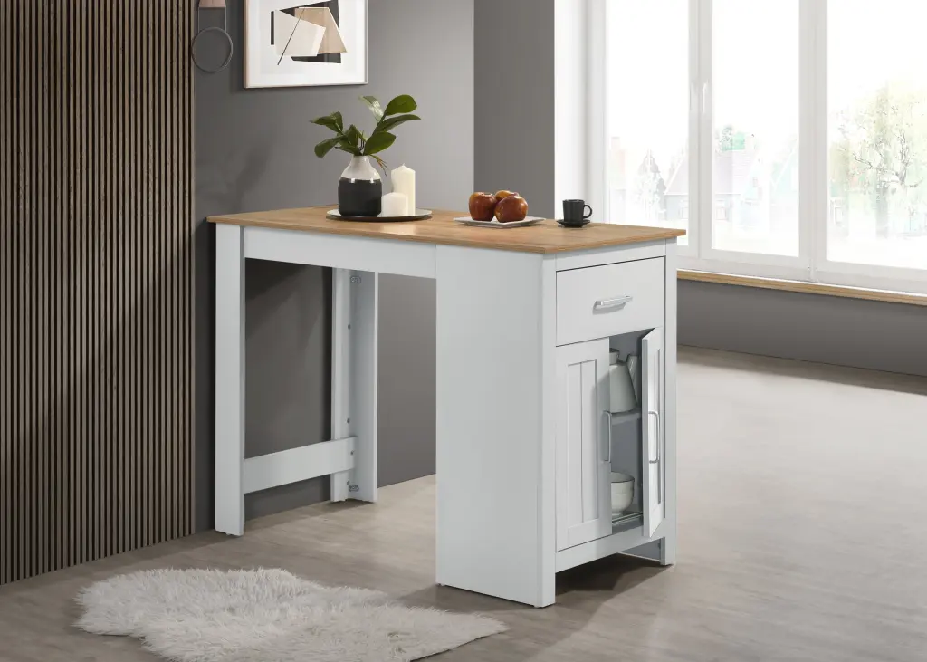 Alonzo 47 Inch Oak and White Counter Height Dining Table lilola home