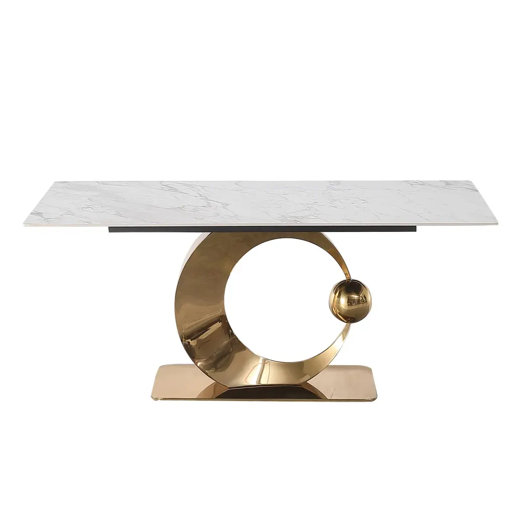71 Inch Stone Dining Table Carrara White Color And Round Special Shape montary