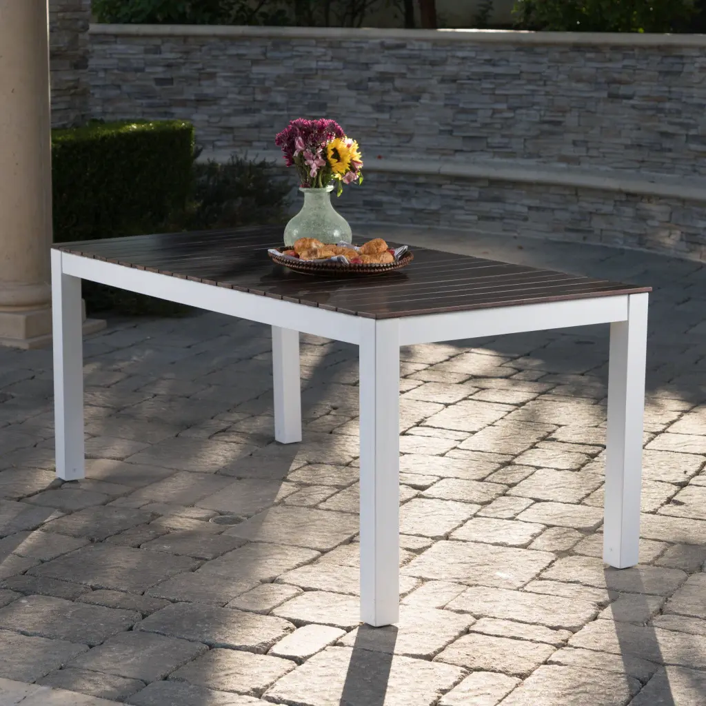 Bali Dining Table Dark Brown White Acacia Wood nh-cloudhouse