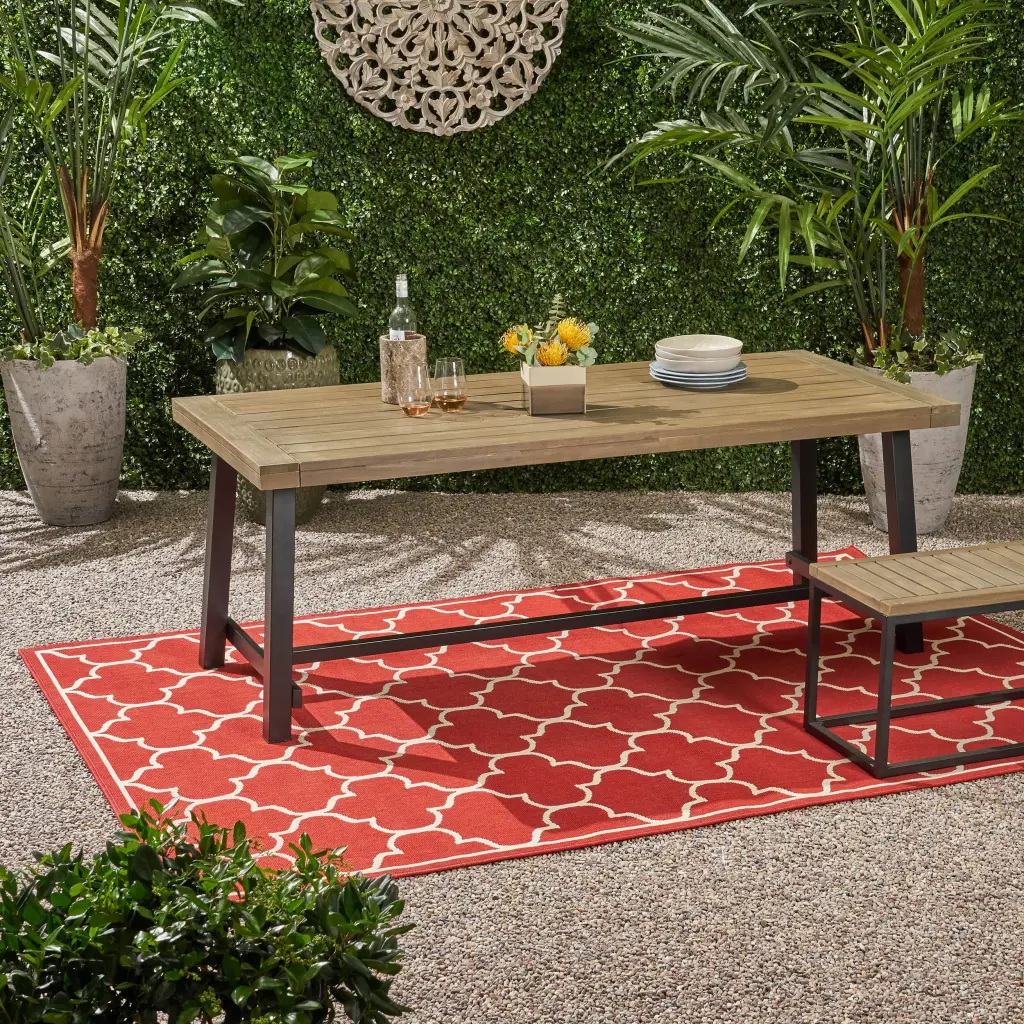 Carlisle 79 Grey Black Acacia Wood Dining Table nh-gardenpara
