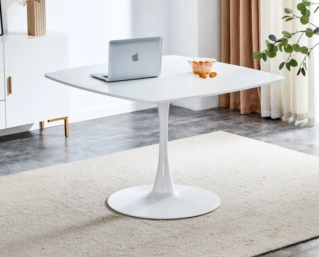 42.1 Inch White Mid Century Dining Table 4-6 People rnb