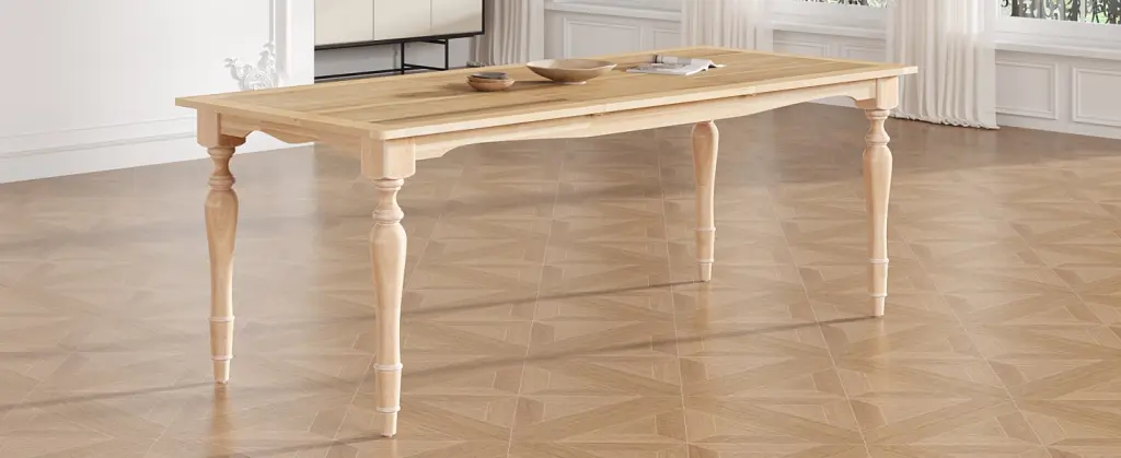 Vintage Traditional 82.7 Inch Extendable Dining Table 23.6 Inch Removable Leaf rnb
