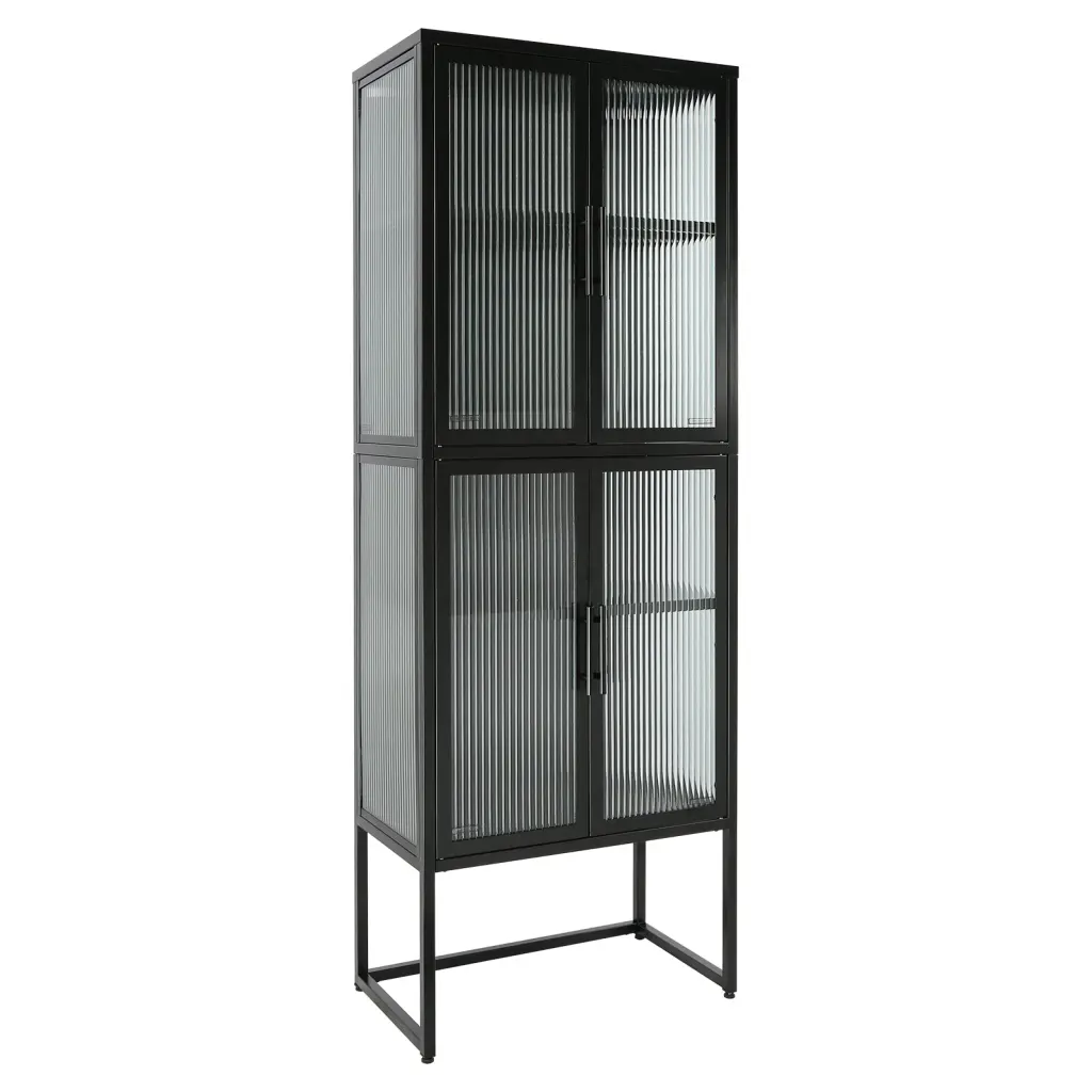 Chic 4 Door Tempered Glass Cabinet Adjustable Shelves rnb