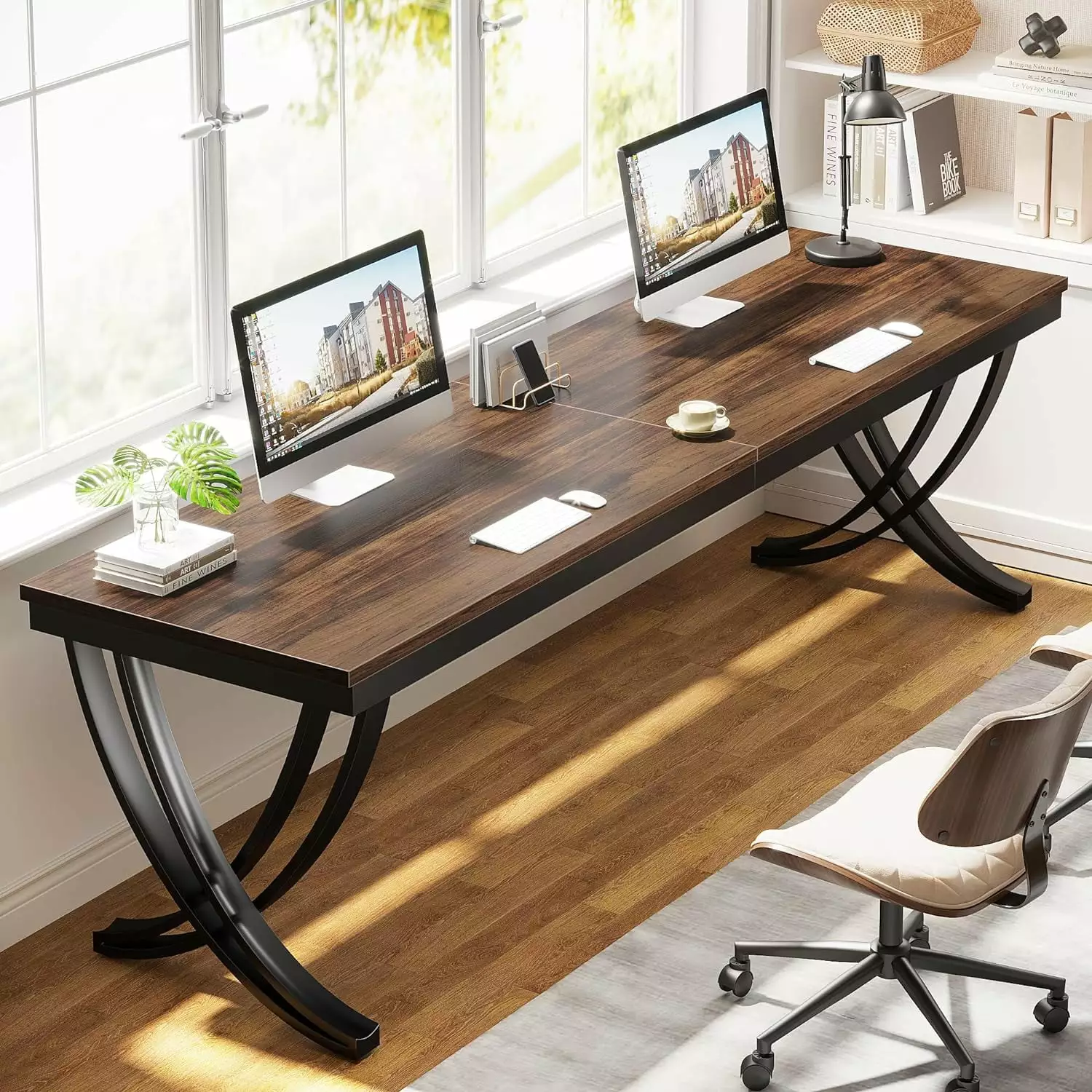 Tribesigns 2-Person Home Office Desk Long Computer Desk Home Office 78.7 x 29.53 H Adult