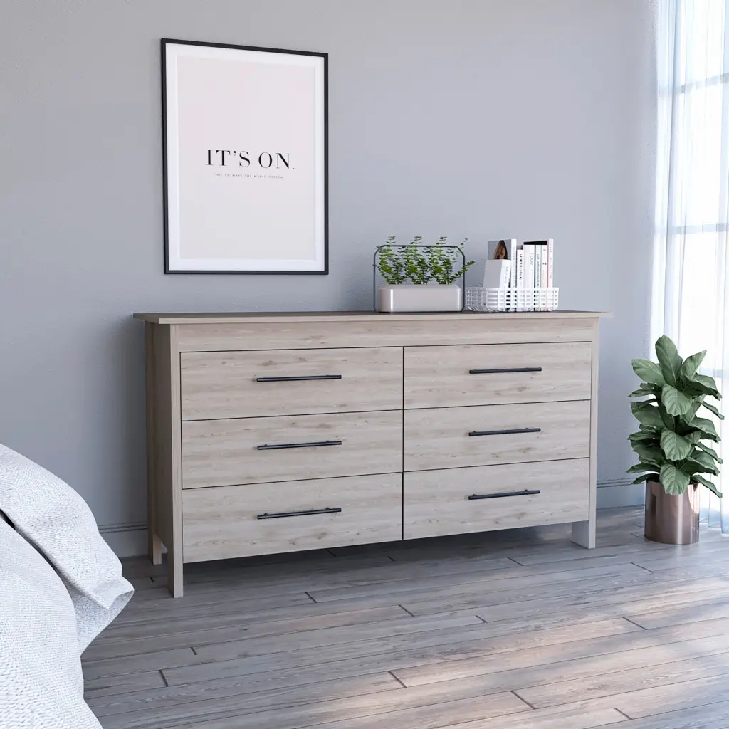 HMS 6 Drawer Double Dresser High Quality Top Four Legs rta mubles colombia