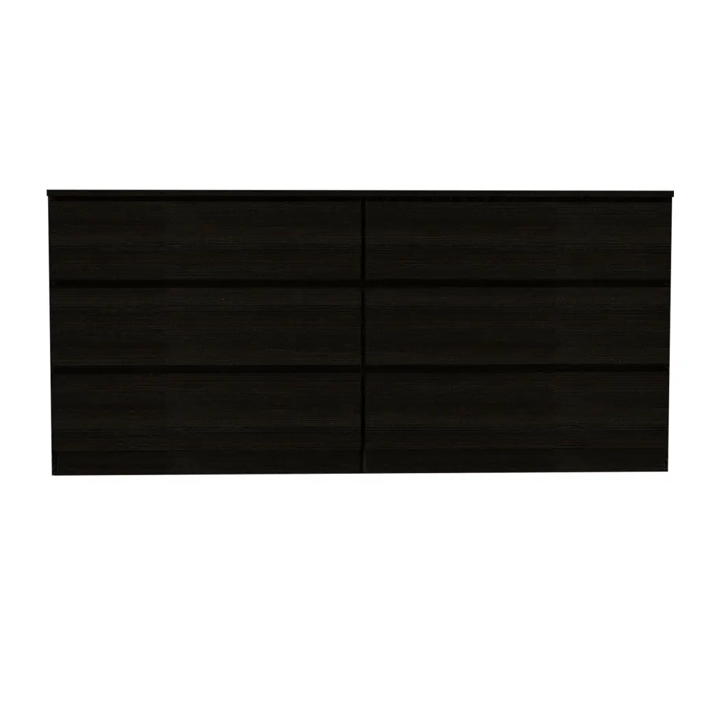 6 Drawer Double Dresser Tronx Black Particle Board treevol furniture