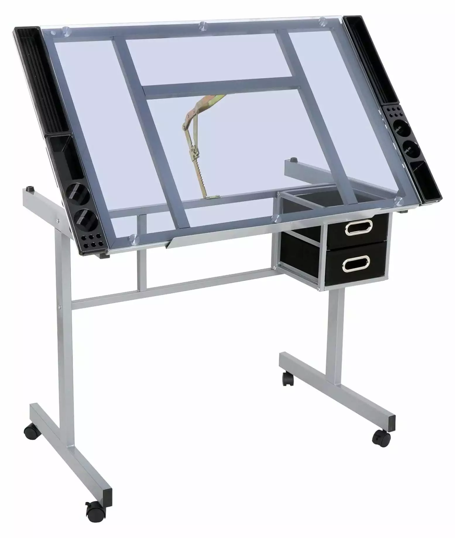 Superwum Drafting Table Height Adjustable Artist Desk Slide Storage Drawers and Wheels