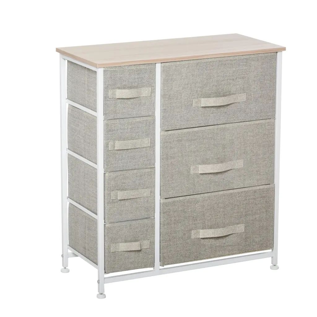 Homcom 7 Drawer Dresser Storage Tower Cabinet Arranger Unit Easy Pull Handles aosom business