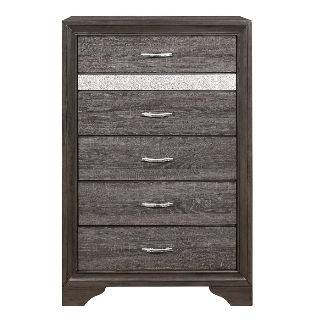 Gray Finish Chest Drawers Faux Crystal Pulls Silver Glitter kanepe