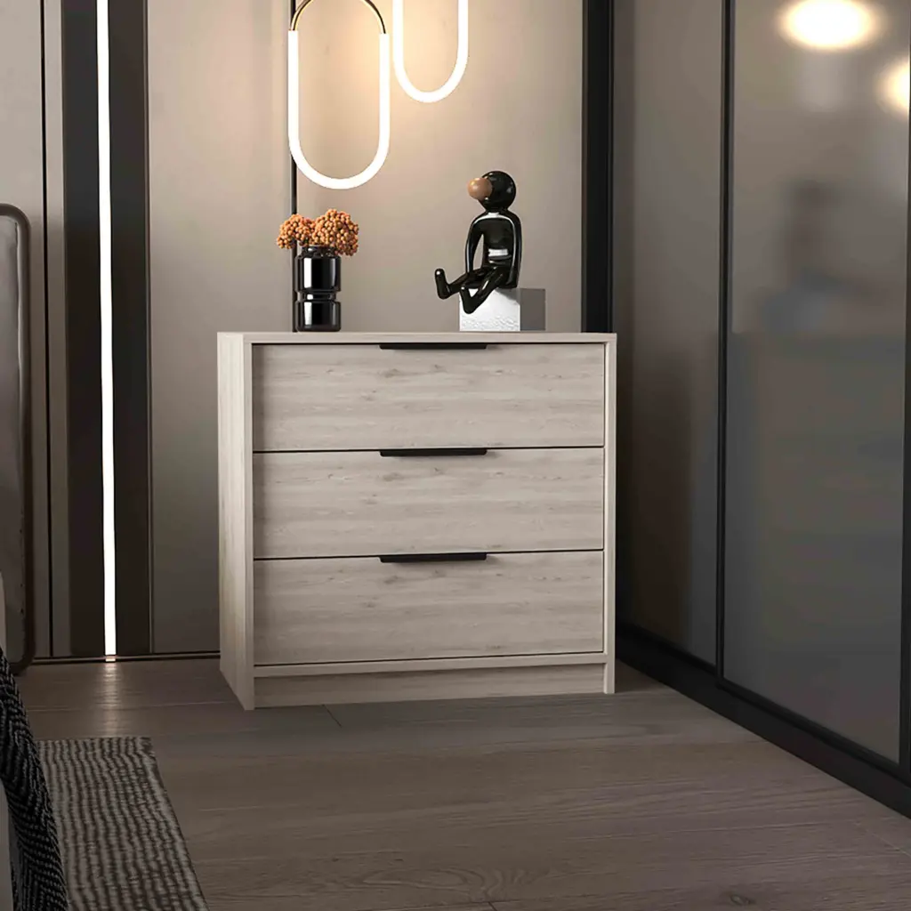 27"H 3 Drawer Dresser High-Quality Top Light Gray depot e-shop