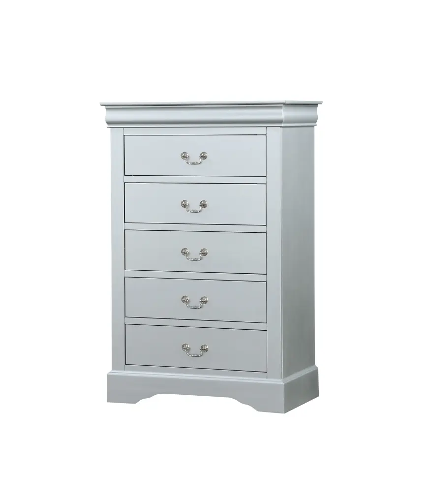 Platinum 5 Drawer Chest Metal Handles Silver Bedroom Particle Board furniture max