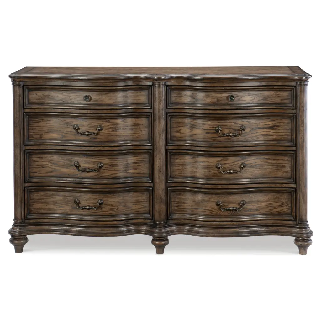 Traditional 8 Drawer Dresser Timeless Brown Oak Finish Wooden Storage kanepe