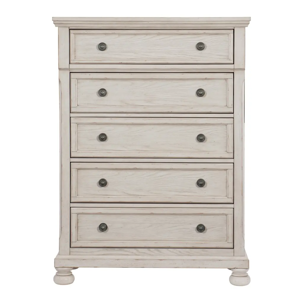 Wire Brushed White Finish 1Pc Chest Drawers Ball Bearing Glide kanepe