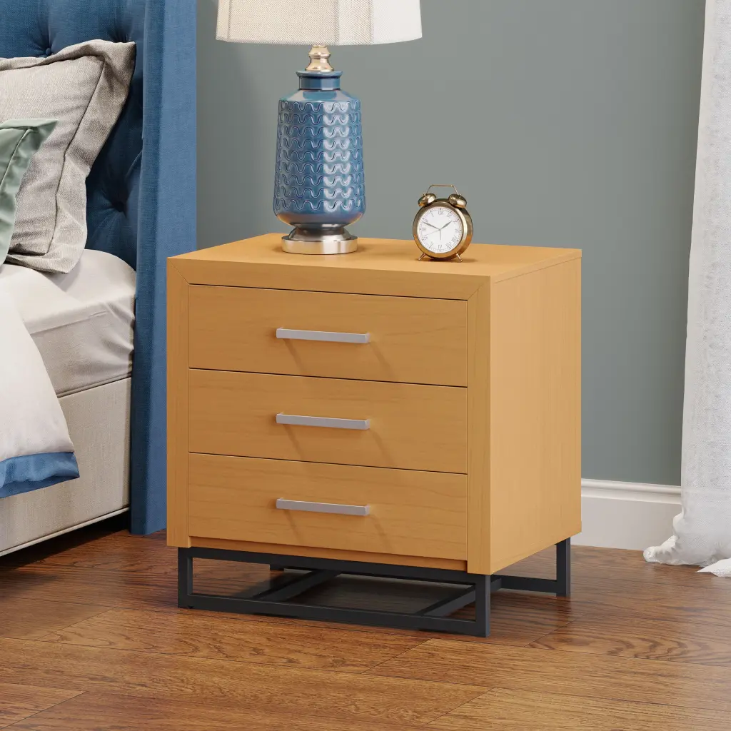 3 Drawer Chest Maple MDF Bedroom Storage nh-sunfay