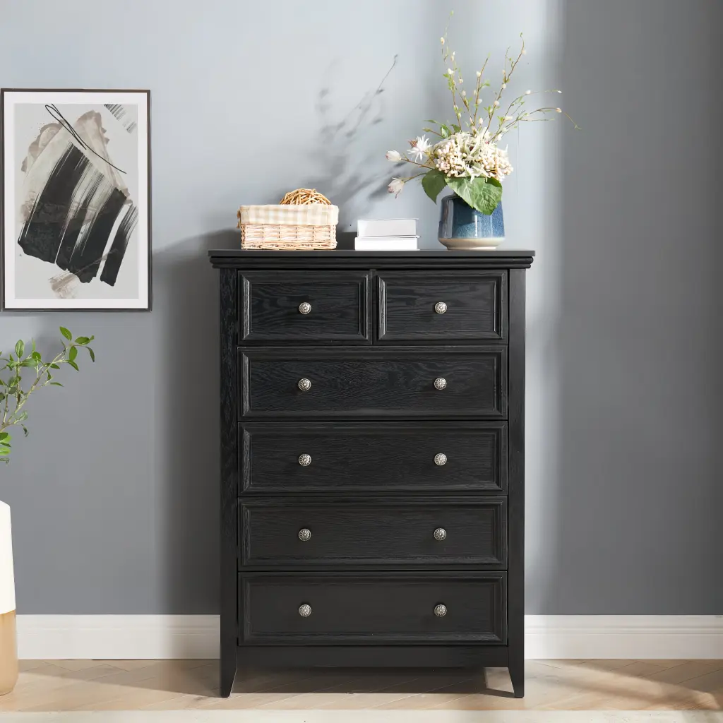 Modern 6 Drawers Dresser Chest Drawers Closet Organizer White Finish rnb