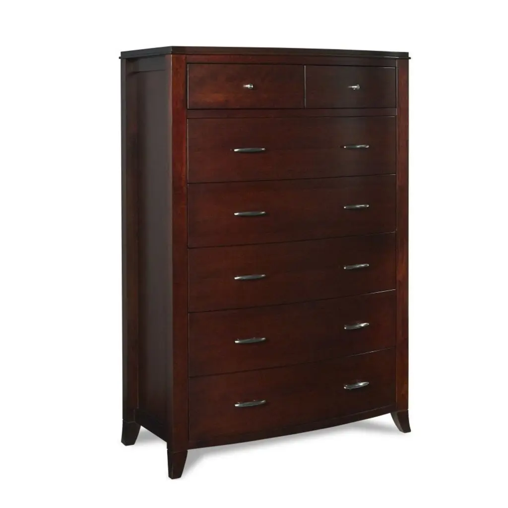 Wooden Seven Drawer Chest Tapered Feet Cinnamon Brown royal hampton