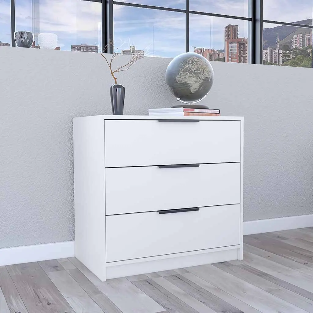 3 Drawers Dresser Maryland High-quality Top White Finish Particle Board treevol furniture