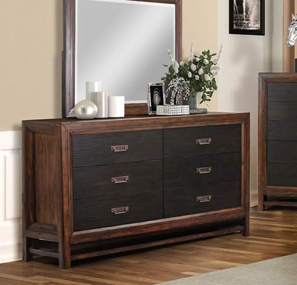 Branson 6 Drawer Dresser No Assembly Required Two Tone Finish Brown Dresser bridgevine home