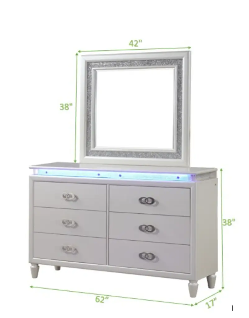 Passion Dresser Milky White Solid Wood Bedroom Storage Furniture galaxy home furnishings