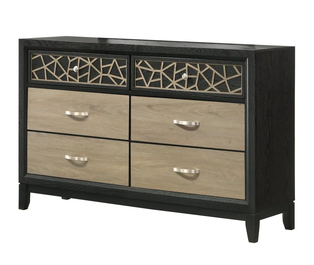 Selena Modern Contemporary Dresser Black And Natural Wood Chest Drawers galaxy home furnishings