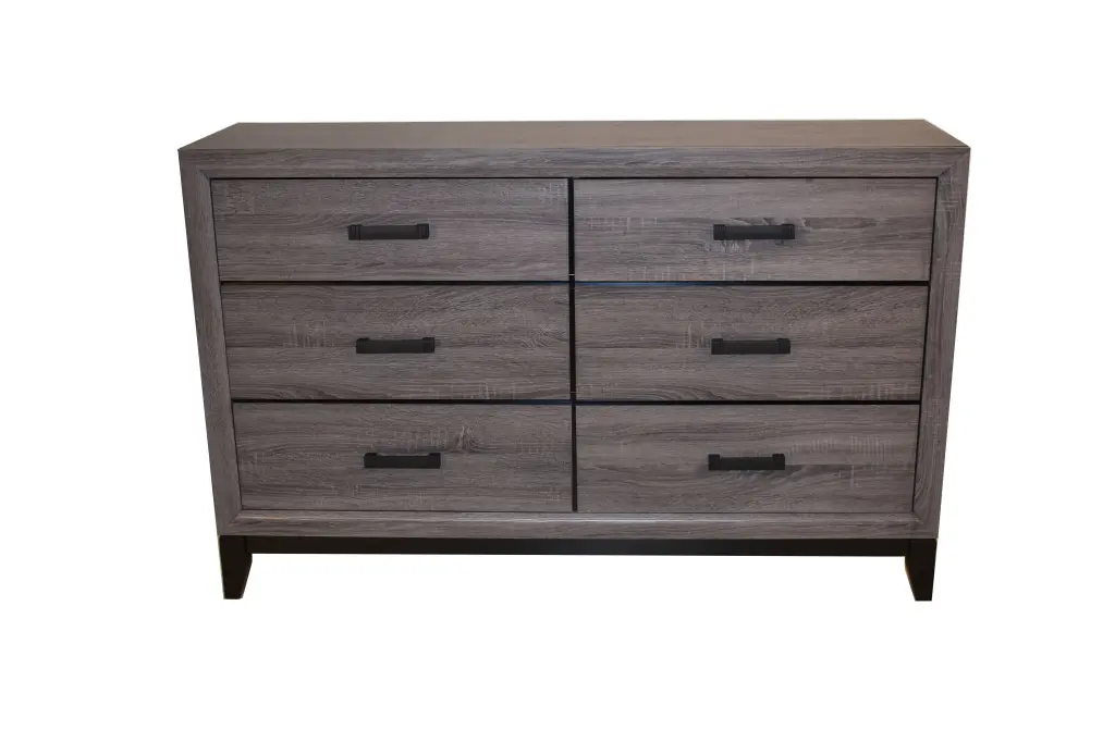 Sierra Contemporary Style 6 Drawer Dresser Made Wood Gray Modern Bedroom Dresser galaxy home furnishings