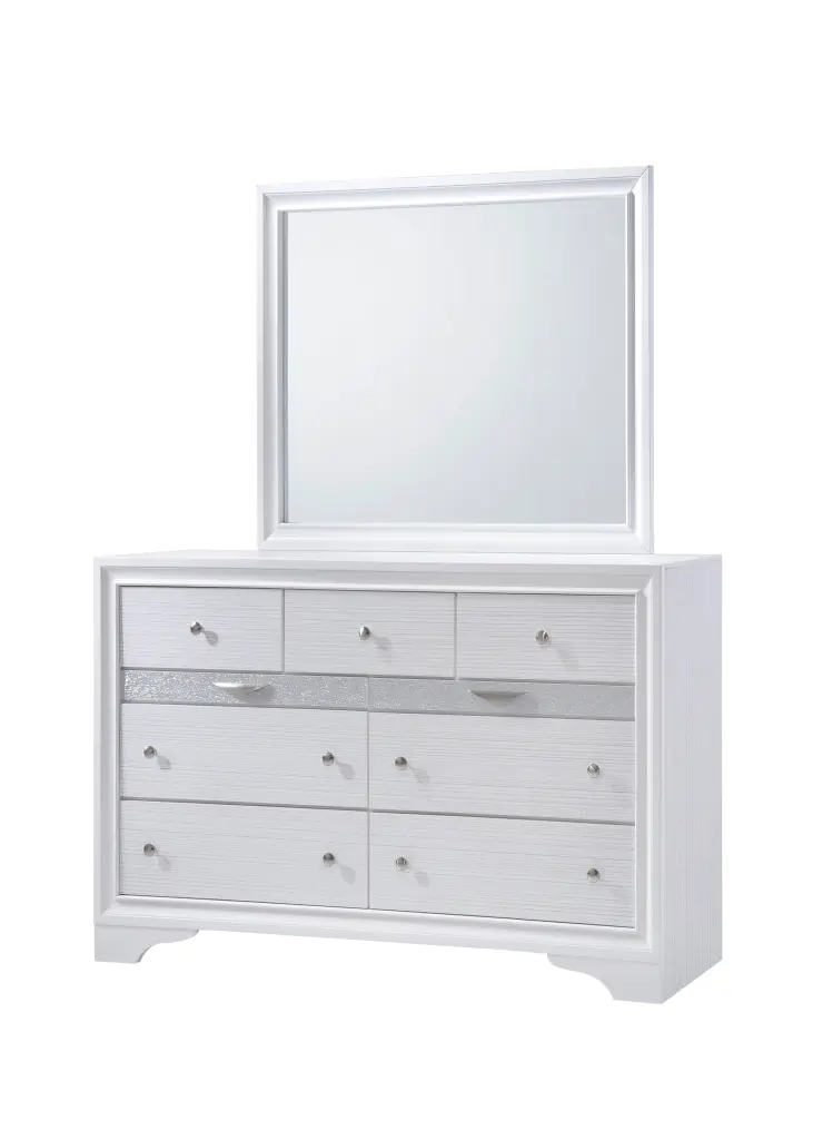 Traditional Matrix 7 Drawer Dresser White Wood Dresser galaxy home furnishings