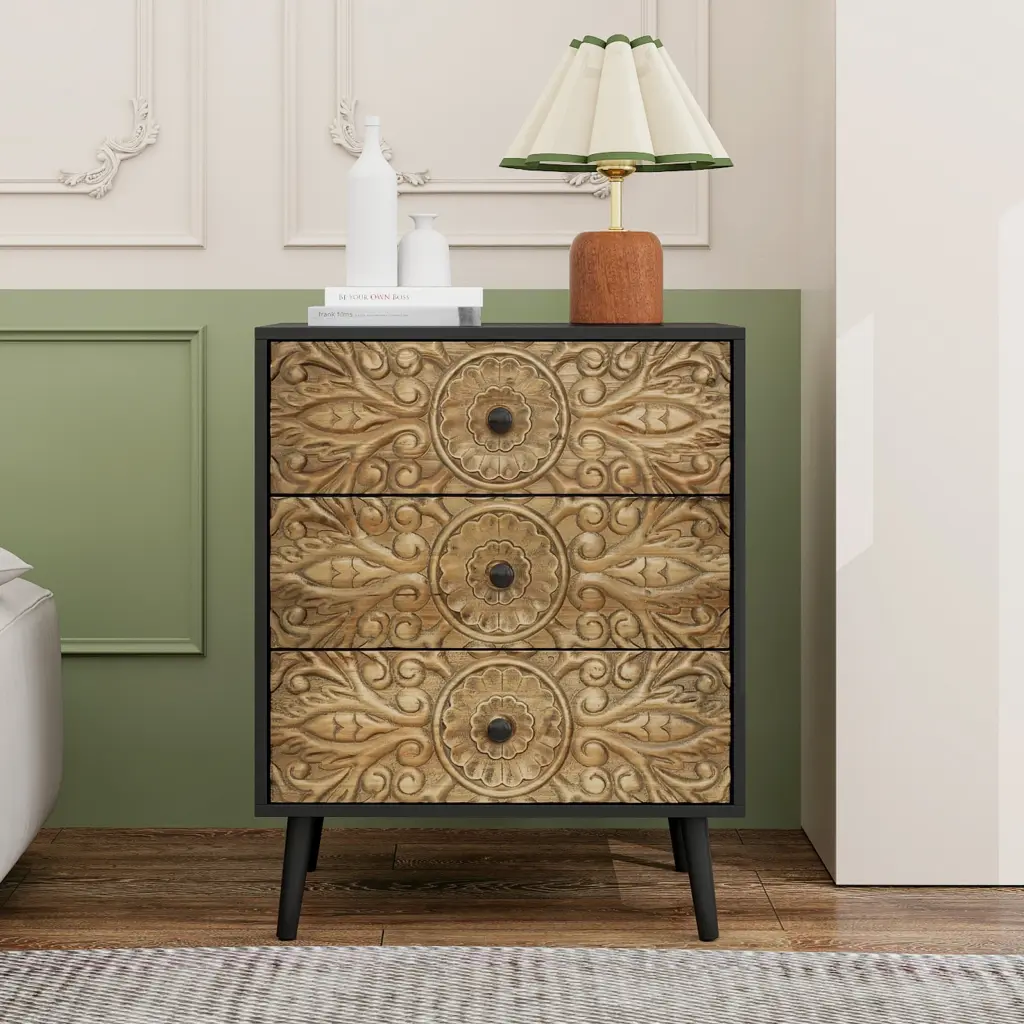 3 Drawer Cabinet American Furniture Bedroom Living Room Storage rnb