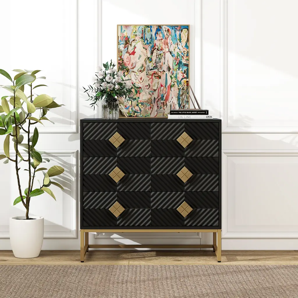 3 Drawer Storage Cabinet Modern Dresser Chest Drawers Bedroom rnb