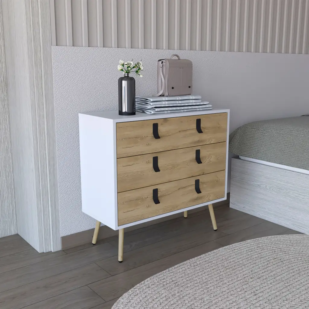 Huna Dresser Modern 3 Drawer Unit Handles Multicolor tuhome