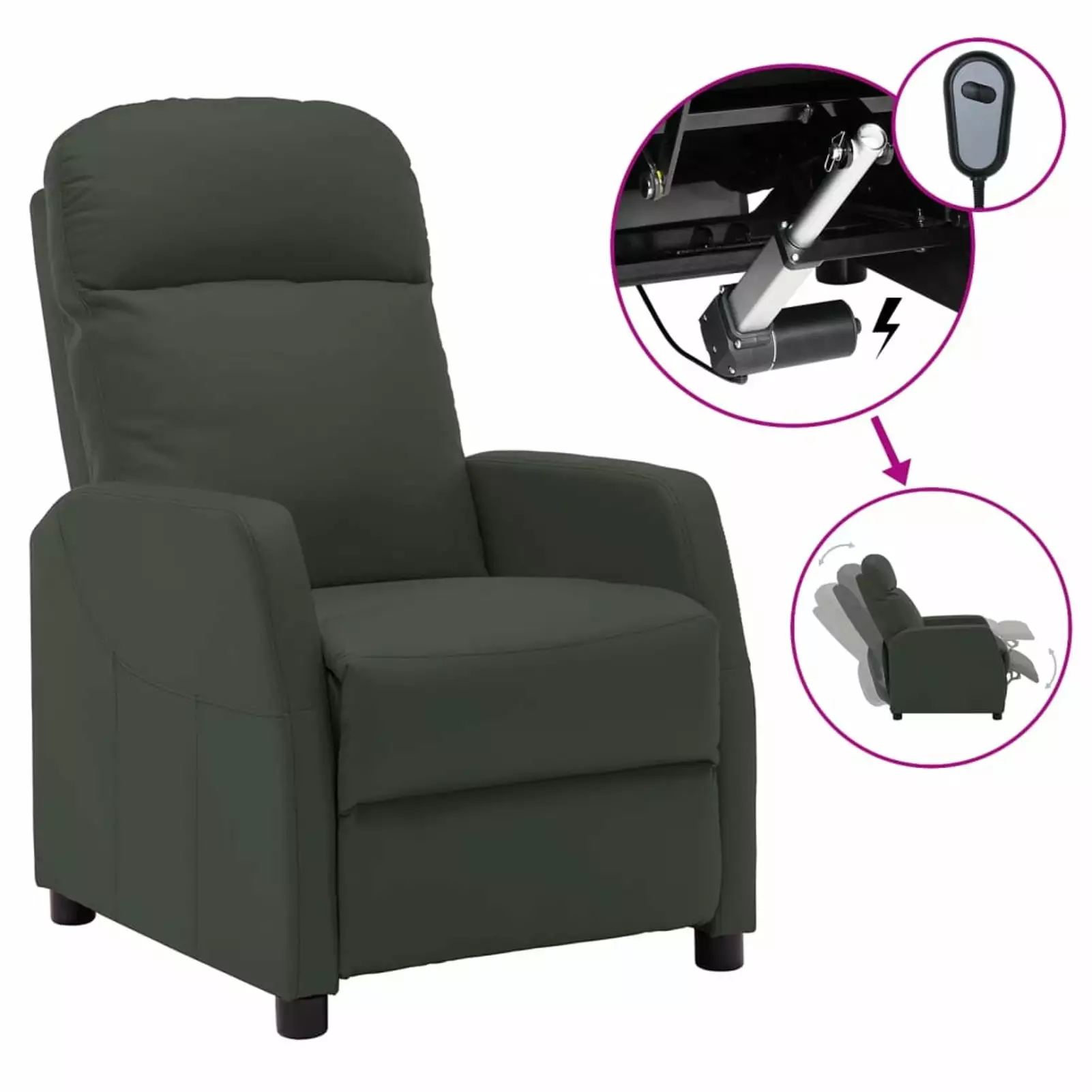 Dcenta Recliner Adjustable Footrest and Backrest Faux Leather Chair Elderly