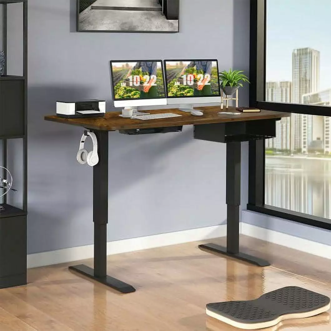 48-inch Electric Height Adjustable Standing Desk Control Panel Rustic Brown Generic