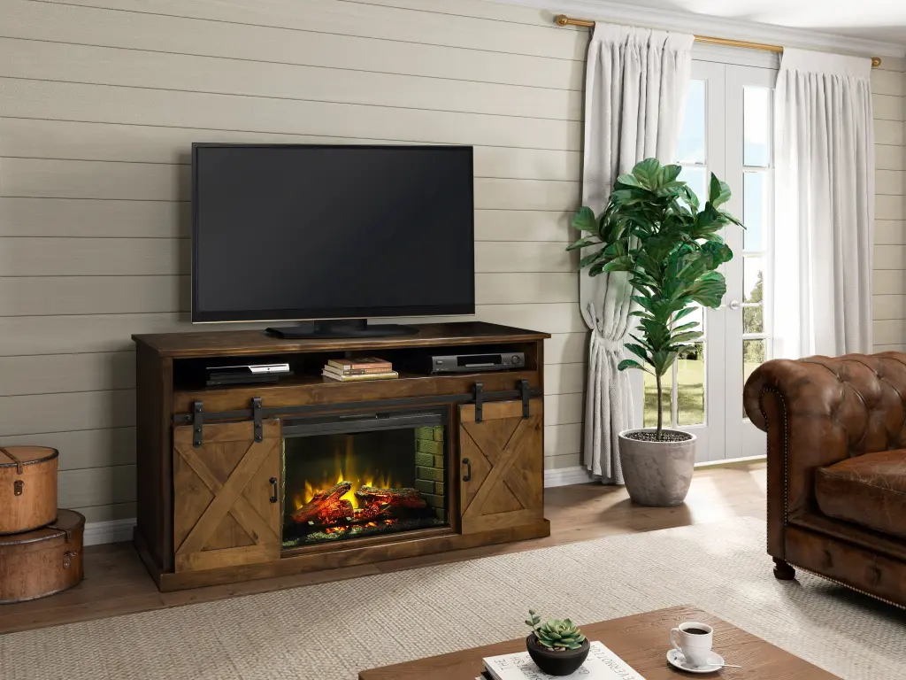 Farmhoutilize 66 Inch Electric Fireplace TV Stand TVs Up To 80 Inches bridgevine home