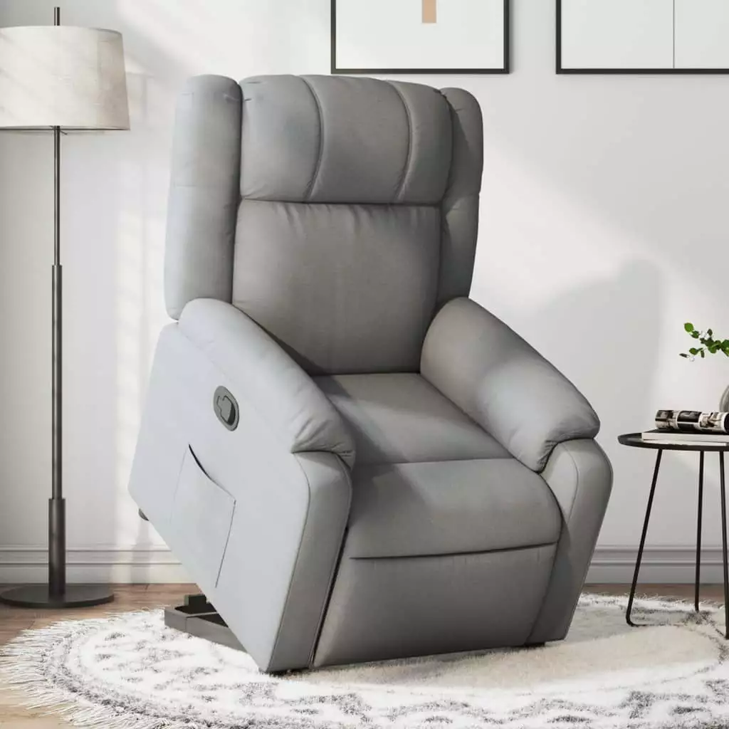 vidaXL Stand up Recliner Chair Light Gray Fabric - Comfortable Lift Chair Living Room