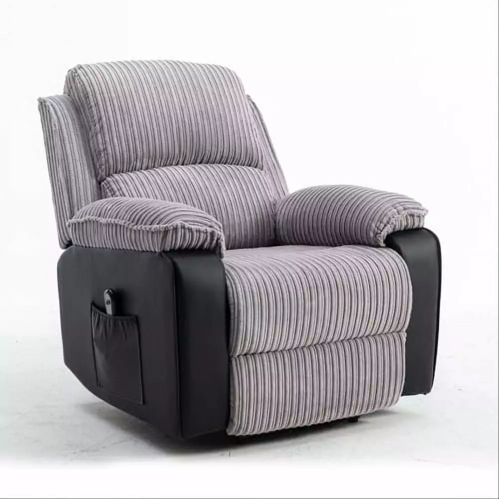 Fabric Electric Recliner Chair Thick Seat and Backrest, Side Pockets, Living Room Theater Single Sofa JUHOO