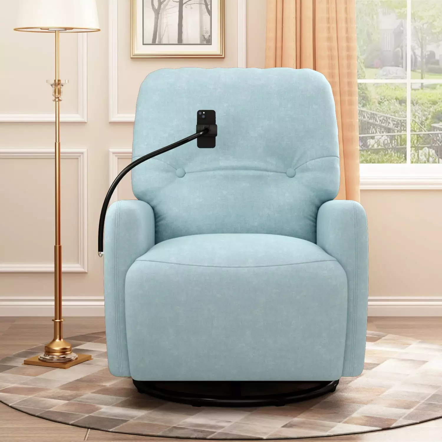 270 Degree Swivel Electric Recliner Phone Holder - Blue Rocking Motion Recliner Living Room Ponnky