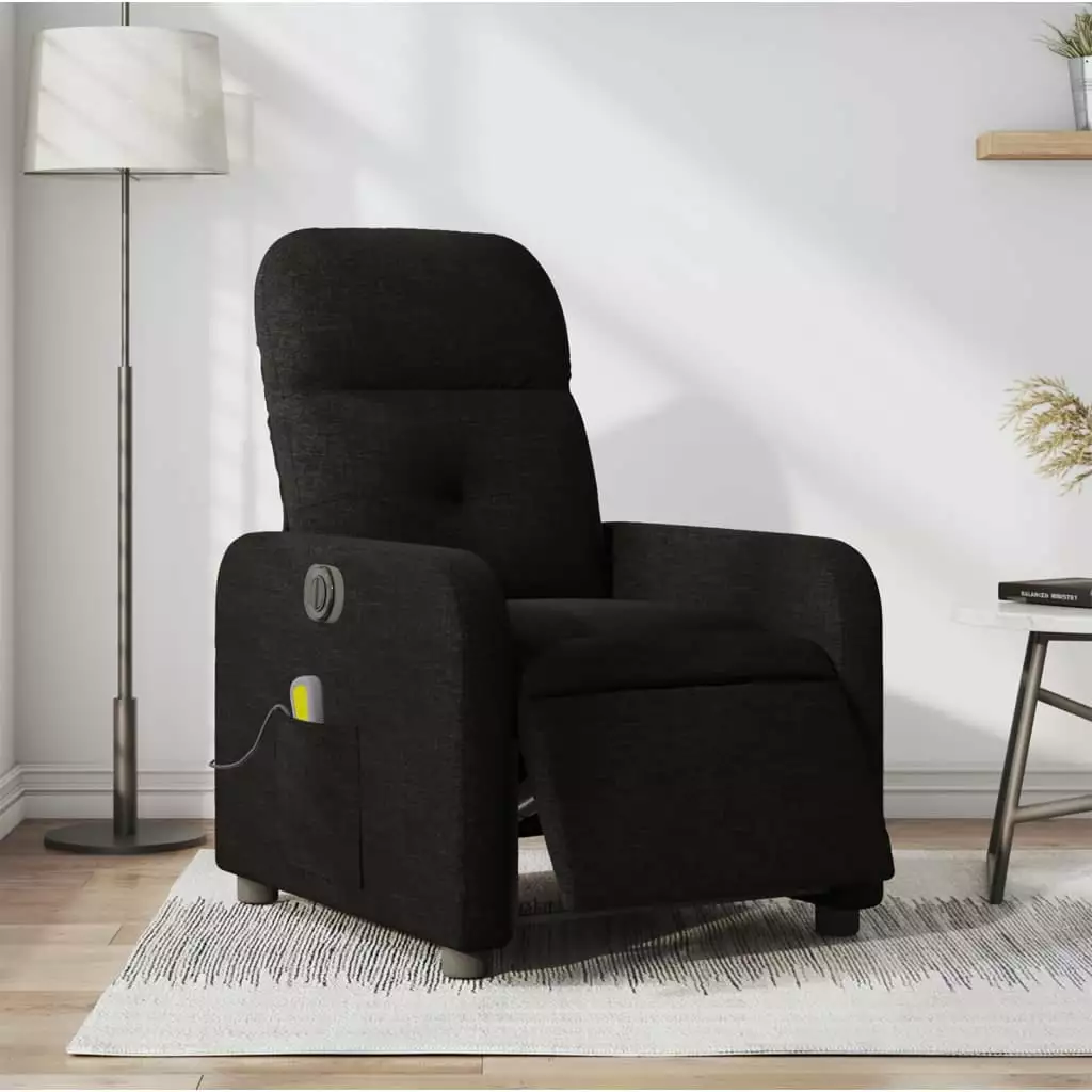 vidaXL Electric Massage Recliner Chair Black Fabric Living Room