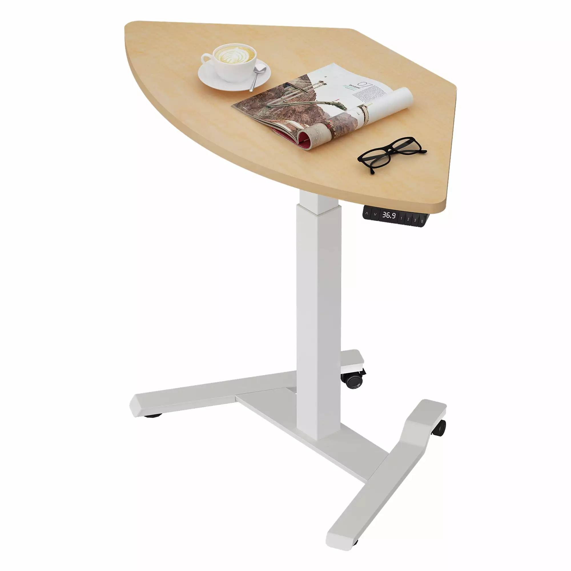 Cubespace Electric Standing Desk Mobile Podium Locking Wheels and 4 Programmable Height Settings